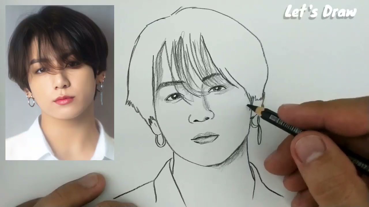 Bts kpop idol pencil sketch – Artofit